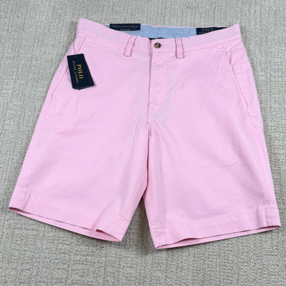 NEW Polo Ralph Lauren Mens 30 Pink Stretch Classic Fit 9" Chino Shorts *Read